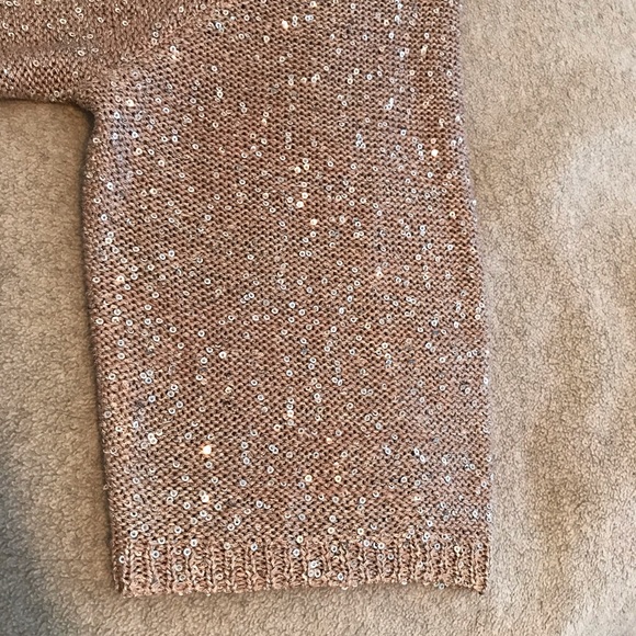 WD.NY Sequin Knit Short Sleeve Taupe Cardigan ~ NWOT - Picture 3 of 13